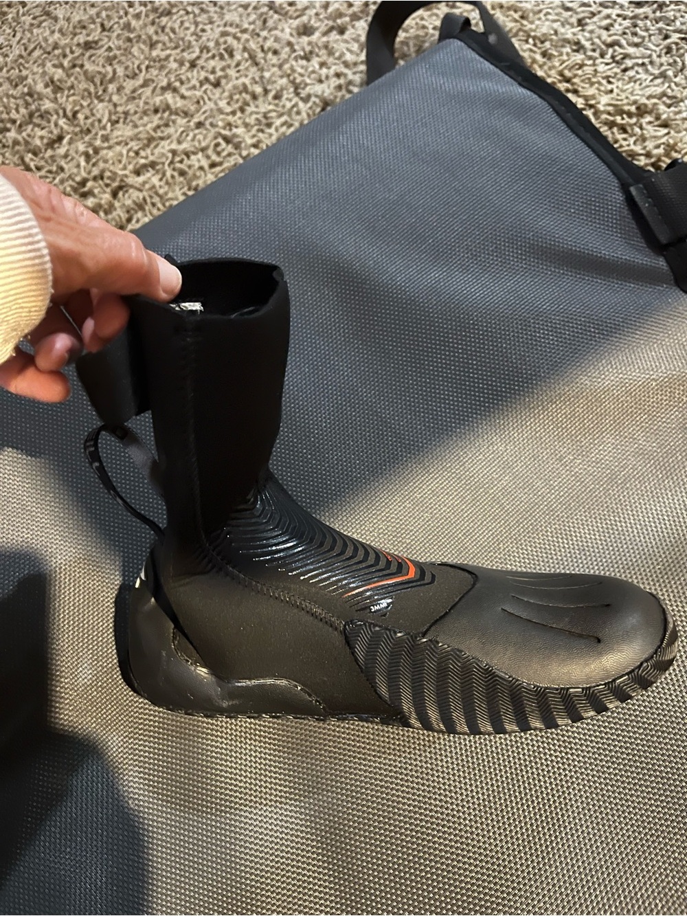 O'Neill Black Surf Boot with Orange Accent size 8